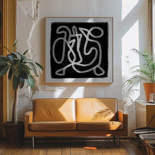 Black Scribble 3 by Sharyn Bursic Square Canvas Print Art for Modern Home Decor. Decorate your office or living room with canvas artwork
