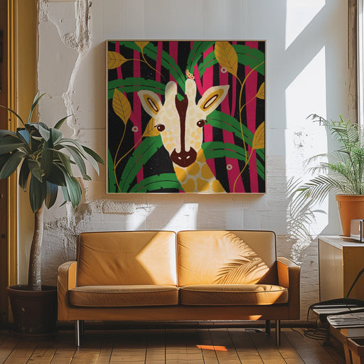 Giraffe-Animal Trilogy Square Canvas Art  Shriya Bhattacharya 