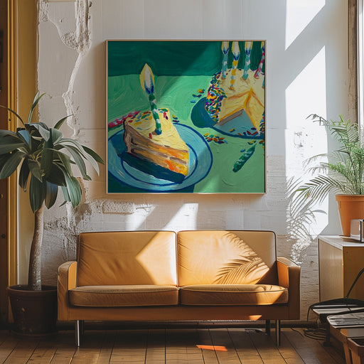 Birthday Cake by Key and Sea Creative Square Canvas Print Art for Modern Home Decor. Decorate your office or living room with canvas artwork