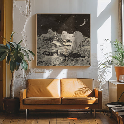 Giant White Wolves Square Canvas Art  Florent Bodart 