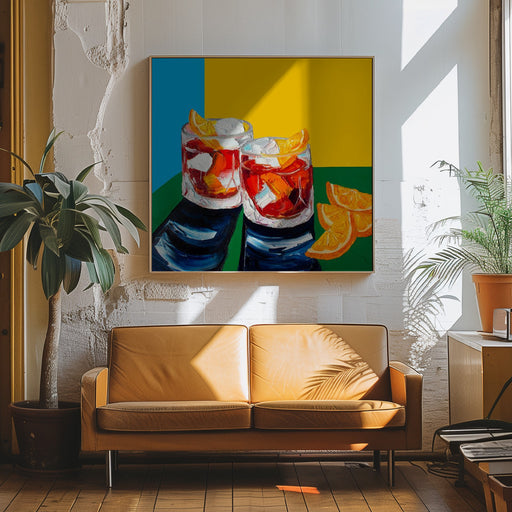 Negronis No2 by Alice Straker Square Canvas Print Art for Modern Home Decor. Decorate your office or living room with canvas artwork