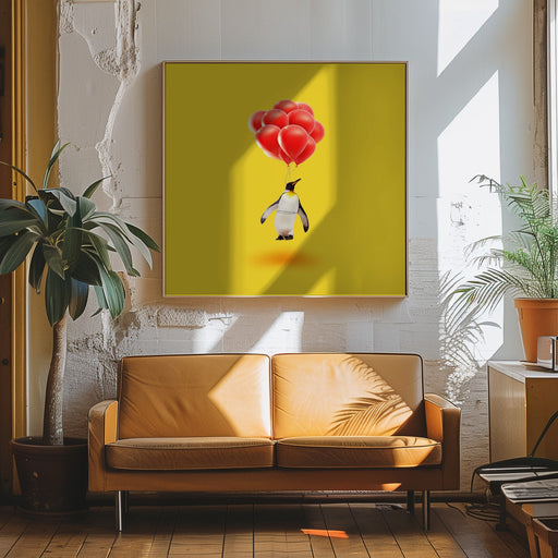 Antarctic Airlines by Artem Pozdniakov Square Canvas Print Art for Modern Home Decor. Decorate your office or living room with canvas artwork