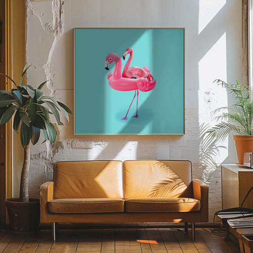 Flamingo on Resort Square Canvas Art  Artem Pozdniakov 