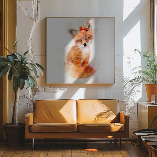 Baby Fox Square Canvas Art  Emel Tunaboylu 
