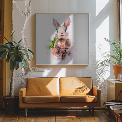 Baby Rabbit Square Canvas Art  Emel Tunaboylu 