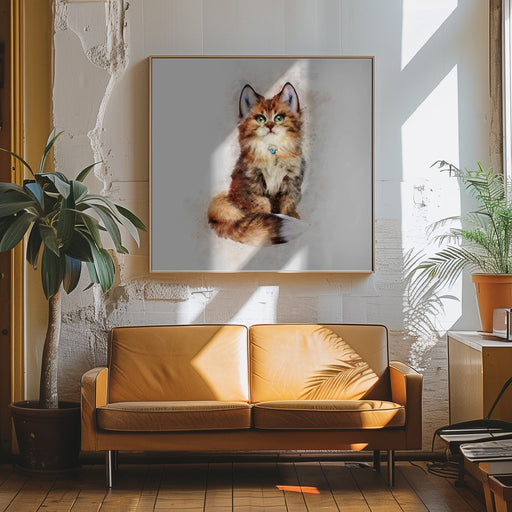 Baby Cat Square Canvas Art  Emel Tunaboylu 