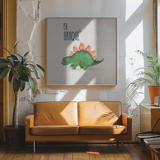 Dino Yaprak Sirtli Tatalos by Emel Tunaboylu Square Canvas Print Art for Modern Home Decor. Decorate your office or living room with canvas artwork