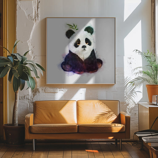 Baby Panda by Emel Tunaboylu Square Canvas Print Art for Modern Home Decor. Decorate your office or living room with canvas artwork