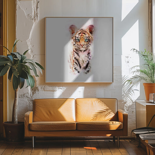 Baby Tiger by Emel Tunaboylu Square Canvas Print Art for Modern Home Decor. Decorate your office or living room with canvas artwork