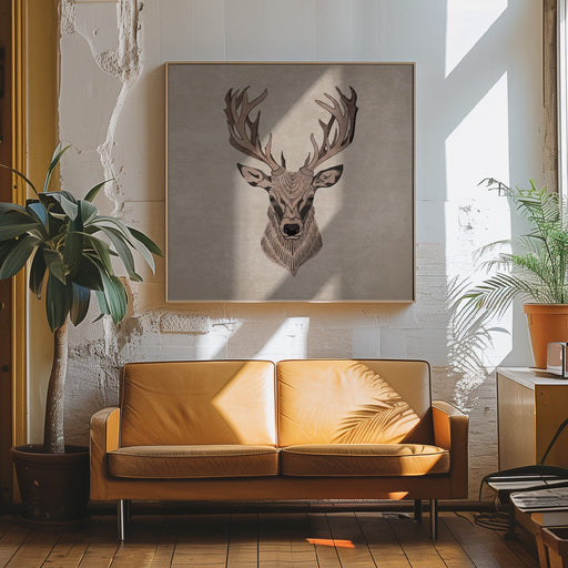 Geyik Kafa by Emel Tunaboylu Square Canvas Print Art for Modern Home Decor. Decorate your office or living room with canvas artwork