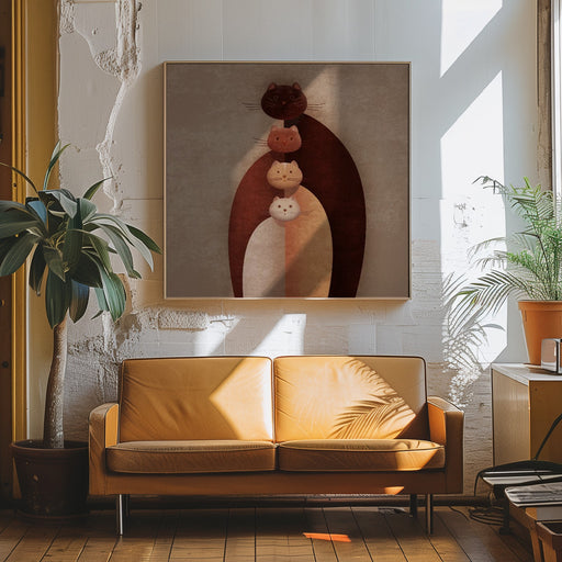 Cat Gang Square Canvas Art  Emel Tunaboylu 