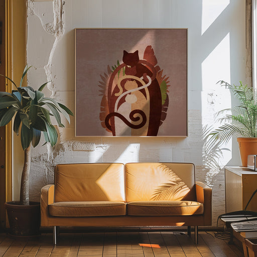 Cat Gang Boho by Emel Tunaboylu Square Canvas Print Art for Modern Home Decor. Decorate your office or living room with canvas artwork