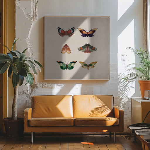 Kelebekler by Emel Tunaboylu Square Canvas Print Art for Modern Home Decor. Decorate your office or living room with canvas artwork