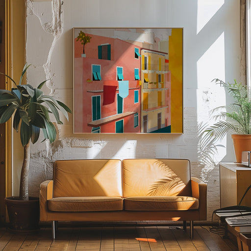 Little Italy Houses by Ana Rut Bre Square Canvas Print Art for Modern Home Decor. Decorate your office or living room with canvas artwork