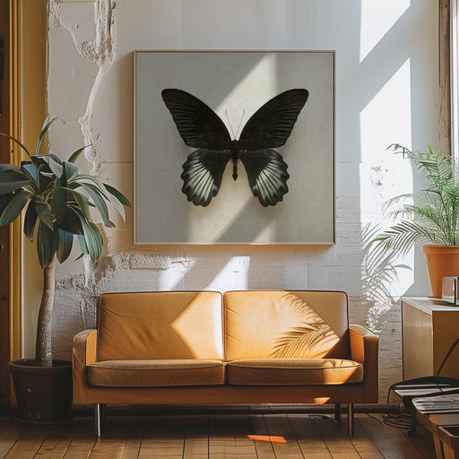 Black Mormon Butterfly Square by Alyson Fennell Square Canvas Print Art for Modern Home Decor. Decorate your office or living room with canvas artwork