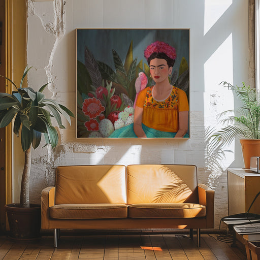 Frida a Casa Azul by Sylvie Demers Square Canvas Print Art for Modern Home Decor. Decorate your office or living room with canvas artwork