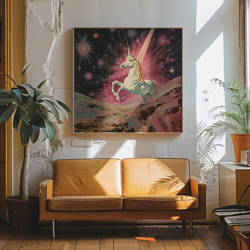 Magic Unicorn Collage Art by Samantha Hearn Square Canvas Print Art for Modern Home Decor. Decorate your office or living room with canvas artwork