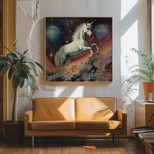 Vintage Unicorn Collage Art by Samantha Hearn Square Canvas Print Art for Modern Home Decor. Decorate your office or living room with canvas artwork