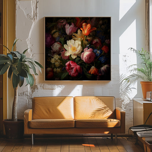 Fa Vintage Floral 57 by Bilge Paksoylu Square Canvas Print Art for Modern Home Decor. Decorate your office or living room with canvas artwork