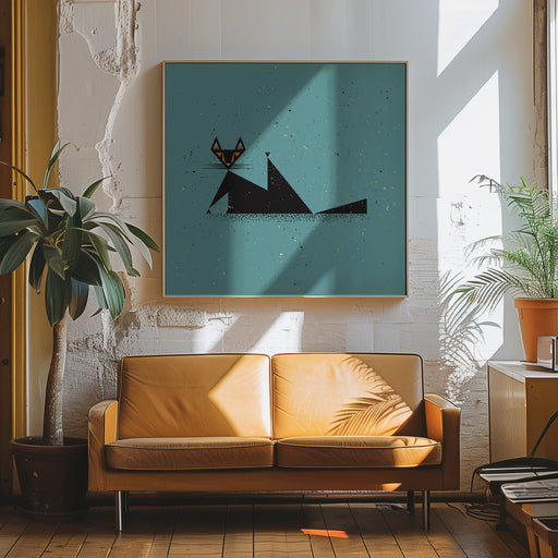 Black Cat by Vision Grasp Art Square Canvas Print Art for Modern Home Decor. Decorate your office or living room with canvas artwork