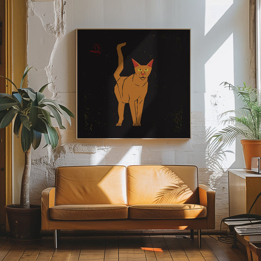 Orange Cat by Vision Grasp Art Square Canvas Print Art for Modern Home Decor. Decorate your office or living room with canvas artwork