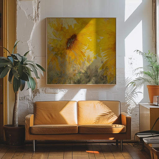 Sunflower by Nel Talen Square Canvas Print Art for Modern Home Decor. Decorate your office or living room with canvas artwork