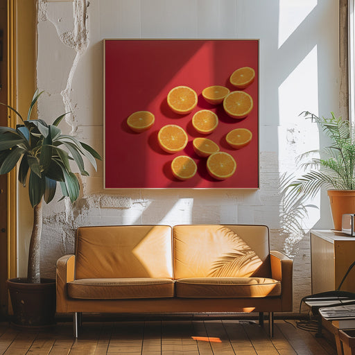 Naranjas by Julia Ramiro Square Canvas Print Art for Modern Home Decor. Decorate your office or living room with canvas artwork