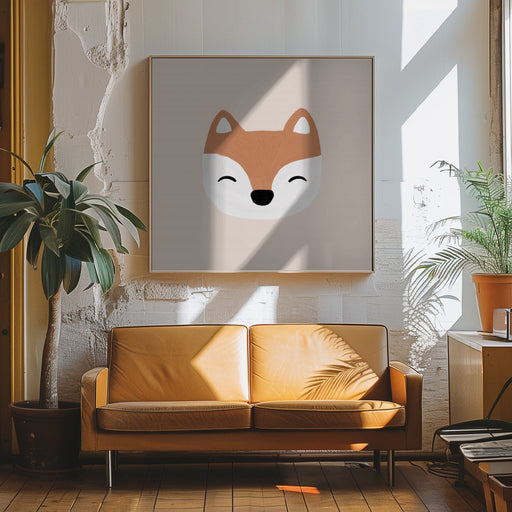 Blush Fox by Orara Studio Square Canvas Print Art for Modern Home Decor. Decorate your office or living room with canvas artwork