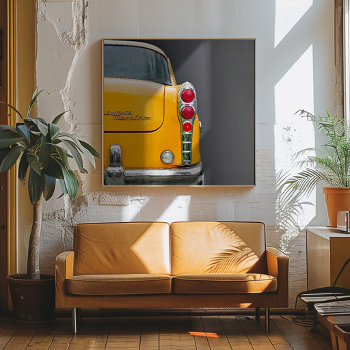 The Yellow Cab by Roland Weber Square Canvas Print Art for Modern Home Decor. Decorate your office or living room with canvas artwork