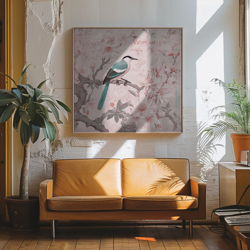 Pastel Pink Springbird by Andrea Haase Square Canvas Print Art for Modern Home Decor. Decorate your office or living room with canvas artwork