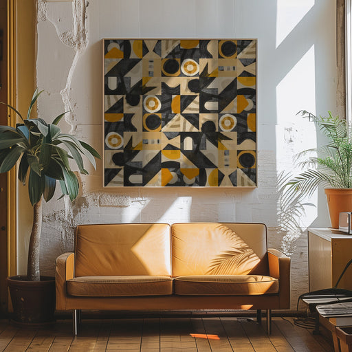 Mid Century Grid Pattern Eight by Little Dean Square Canvas Print Art for Modern Home Decor. Decorate your office or living room with canvas artwork