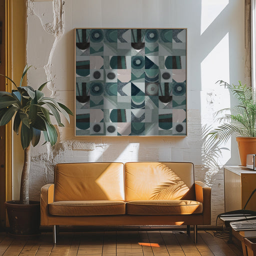 Mid Century Grid Pattern Four by Little Dean Square Canvas Print Art for Modern Home Decor. Decorate your office or living room with canvas artwork