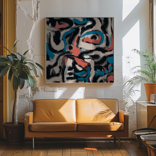 Ink and oil abstract by Little Dean Square Canvas Print Art for Modern Home Decor. Decorate your office or living room with canvas artwork