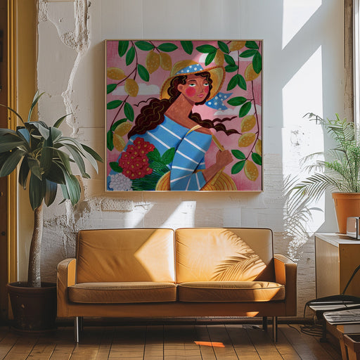 Portrait woman in Amalfi coast Italy by Caroline Bonne Müller Square Canvas Print Art for Modern Home Decor. Decorate your office or living room with canvas artwork