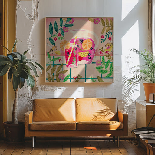 Sangria Summer by Caroline Bonne Müller Square Canvas Print Art for Modern Home Decor. Decorate your office or living room with canvas artwork