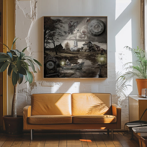 Atomic middle ages II by Rafal Kulik Square Canvas Print Art for Modern Home Decor. Decorate your office or living room with canvas artwork