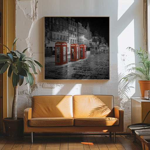 Evening impression of the Royal Mile in Edinburgh - Colorkey by Melanie Viola Square Canvas Print Art for Modern Home Decor. Decorate your office or living room with canvas artwork