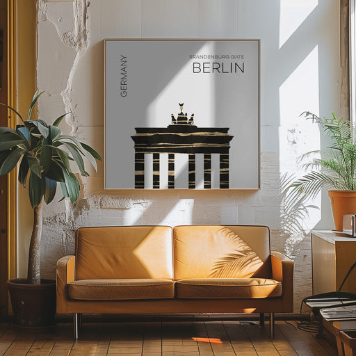 Urban Art BERLIN Brandenburg Gate by Melanie Viola Square Canvas Print Art for Modern Home Decor. Decorate your office or living room with canvas artwork