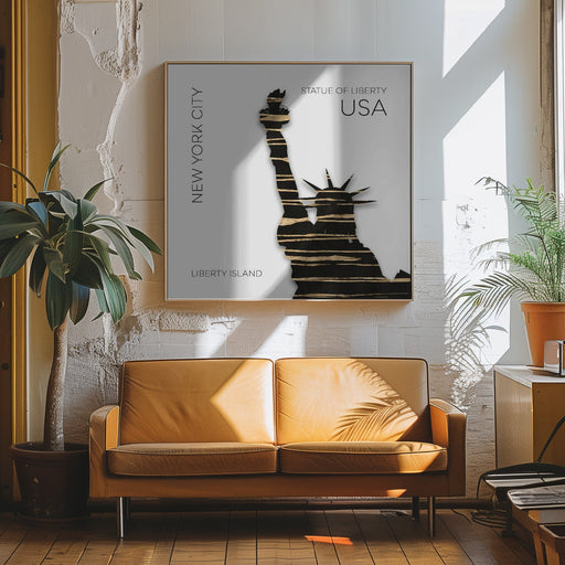 Urban Art NYC Statue of Liberty by Melanie Viola Square Canvas Print Art for Modern Home Decor. Decorate your office or living room with canvas artwork