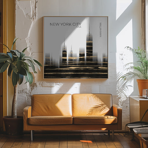 Urban Art NYC Skyline by Melanie Viola Square Canvas Print Art for Modern Home Decor. Decorate your office or living room with canvas artwork