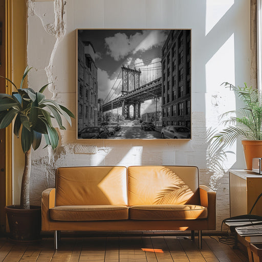 NYC Manhattan Bridge by Melanie Viola Square Canvas Print Art for Modern Home Decor. Decorate your office or living room with canvas artwork