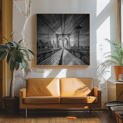 NYC Brooklyn Bridge by Melanie Viola Square Canvas Print Art for Modern Home Decor. Decorate your office or living room with canvas artwork