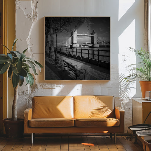 LONDON Thames Riverside & Tower Bridge by Melanie Viola Square Canvas Print Art for Modern Home Decor. Decorate your office or living room with canvas artwork