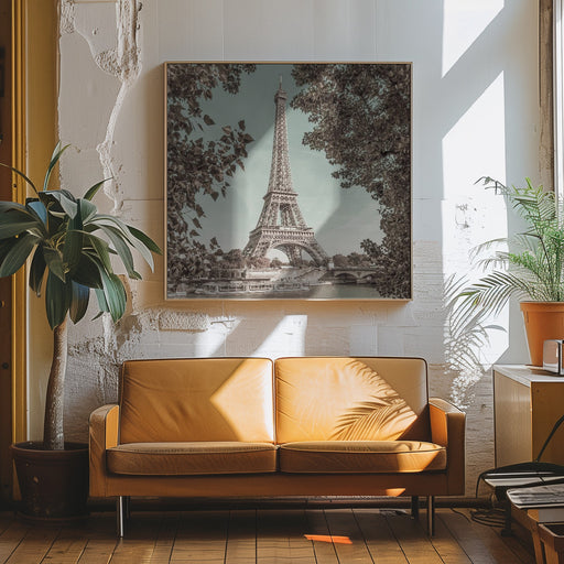 PARIS Eiffel Tower & River Seine | urban vintage style by Melanie Viola Square Canvas Print Art for Modern Home Decor. Decorate your office or living room with canvas artwork