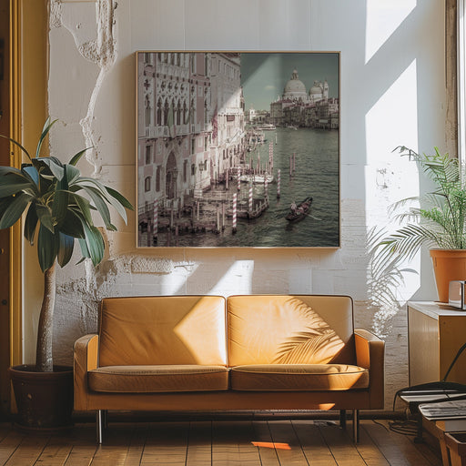 VENICE Canal Grande with Santa Maria della Salute | urban vintage style by Melanie Viola Square Canvas Print Art for Modern Home Decor. Decorate your office or living room with canvas artwork
