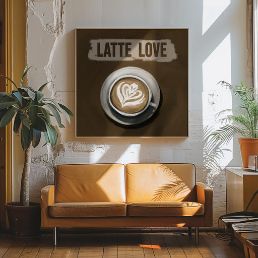 Latte Love by EMELIEmaria Square Canvas Print Art for Modern Home Decor. Decorate your office or living room with canvas artwork