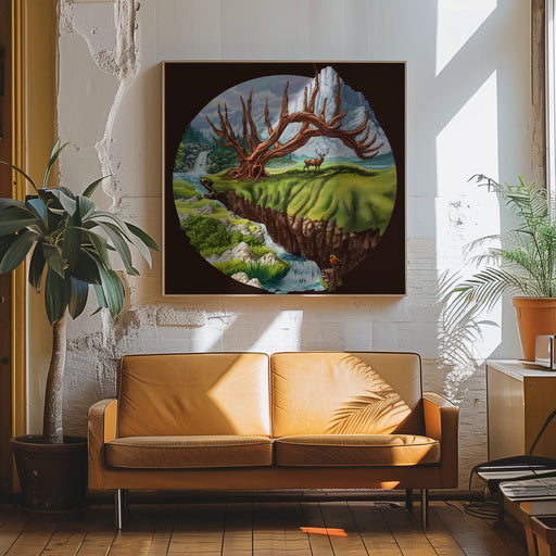 Father Deer by Alirıza ÇAKIR Square Canvas Print Art for Modern Home Decor. Decorate your office or living room with canvas artwork