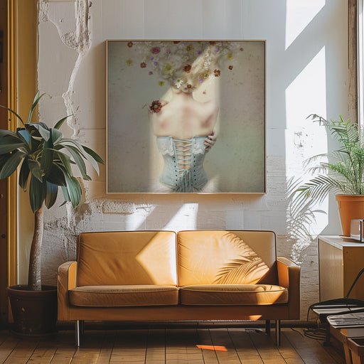 Girl of the flower garden Square Canvas Art  Kiyo Murakami 