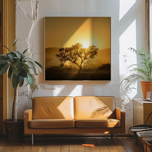 Golden Sunrise by Piet Flour Square Canvas Print Art for Modern Home Decor. Decorate your office or living room with canvas artwork