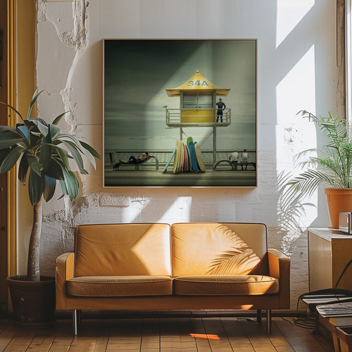 The life guard by Adrian Donoghue Square Canvas Print Art for Modern Home Decor. Decorate your office or living room with canvas artwork
